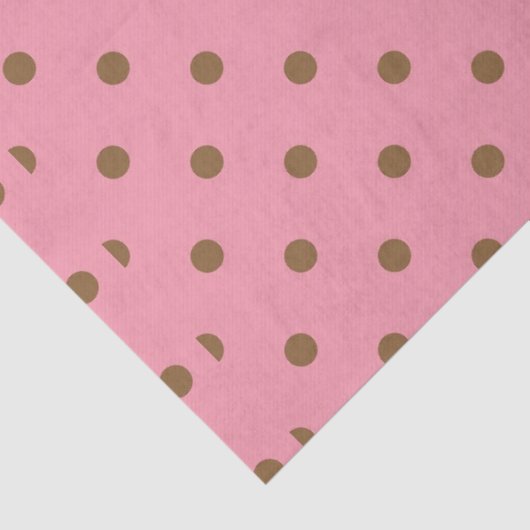 Polka Dots Brown op Roze Tissuepapier (Detail)