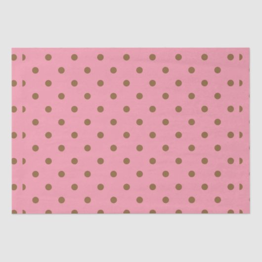 Polka Dots Brown op Roze Tissuepapier (Voorkant)