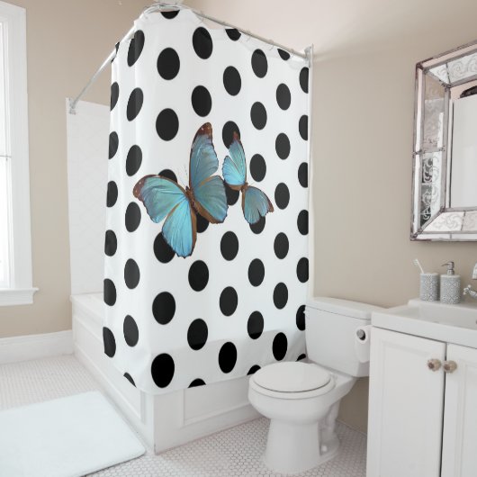 Polka Dots & Butterflies Douchegordijn (In situ)