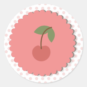 Polka Dots & Cherry Cupcake Topper/Sticker Ronde Sticker