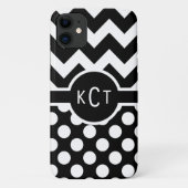 Polka Dots Chevron Pattern Monogram Case-Mate iPhone Case (Achterkant)