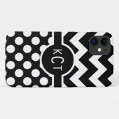 Polka Dots Chevron Pattern Monogram Case-Mate iPhone Case (Achterkant (horizontaal))