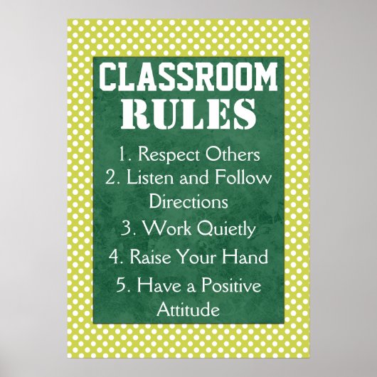 Polka Dots Classroom Rules Poster (Voorkant)