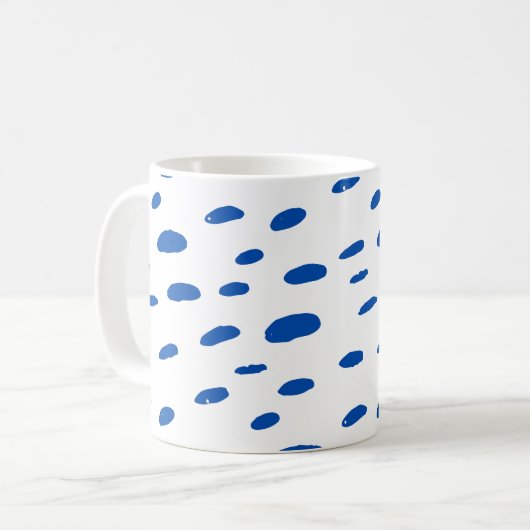 Polka Dots Cobalt Blue Pattern Koffiemok (Voorkant links)