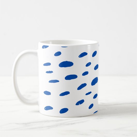 Polka Dots Cobalt Blue Pattern Koffiemok (Links)