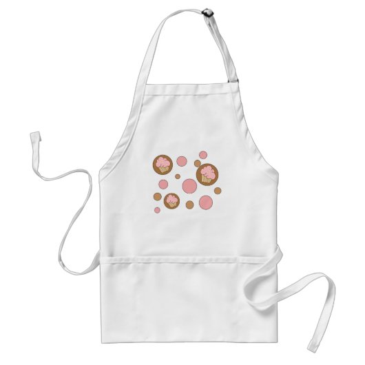 Polka Dots Cupcakes Standaard Schort (Voorkant)