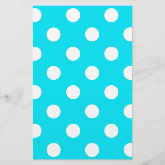 Polka dots cyaan hex code 00E3F4 Briefpapier (Voorkant)