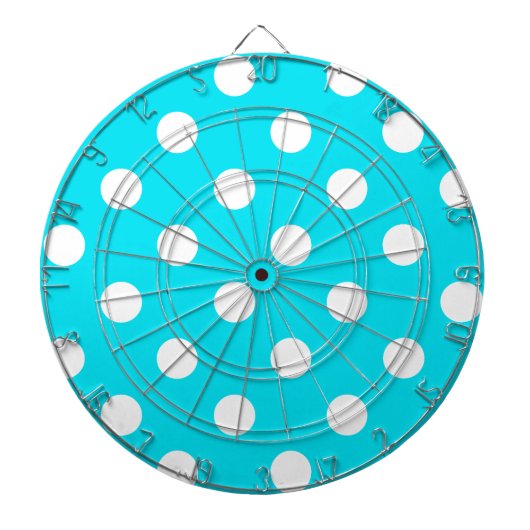 Polka dots cyaan hex code 00E3F4 Dartbord (Voorkant)