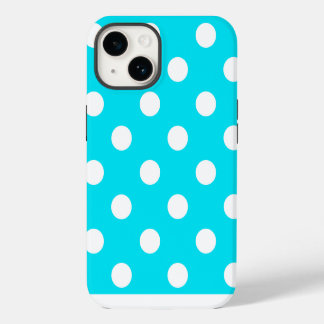 Polka dots cyaan hex code 00E3F4 iPhone 14 Hoesje