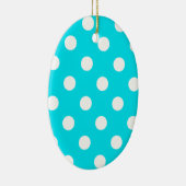 Polka dots cyaan hex code 00E3F4 Keramisch Ornament (Rechts)