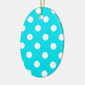 Polka dots cyaan hex code 00E3F4 Keramisch Ornament (Links)