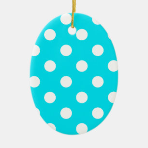 Polka dots cyaan hex code 00E3F4 Keramisch Ornament
