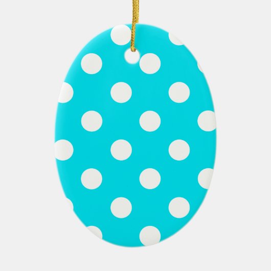 Polka dots cyaan hex code 00E3F4 Keramisch Ornament (Voorkant)