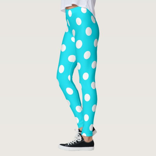 Polka dots cyaan hex code 00E3F4 Leggings (Links)