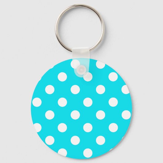 Polka dots cyaan hex code 00E3F4 Sleutelhanger (Voorkant)