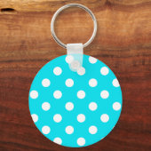Polka dots cyaan hex code 00E3F4 Sleutelhanger (Voorkant)