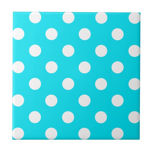 Polka dots cyaan hex code 00E3F4 Tegeltje (Voorkant)