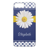 Polka Dots Daisy Navy blauw geel gepersonaliseerd Case-Mate iPhone Case (Achterkant)