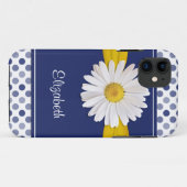 Polka Dots Daisy Navy blauw lint Case-Mate iPhone Case (Achterkant (horizontaal))