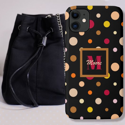Polka Dots - diverse formaten zwart - warme kleure Case-Mate iPhone Case