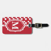 Polka Dots | DIY-monogram | Donkerrood Bagagelabel (Voorkant horizontaal)