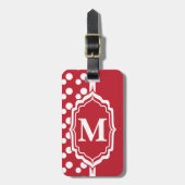 Polka Dots | DIY-monogram | Donkerrood Bagagelabel (Voorkant verticaal)
