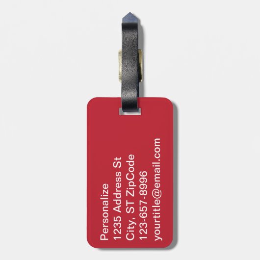 Polka Dots | DIY-monogram | Donkerrood Bagagelabel (Achterkant verticaal)