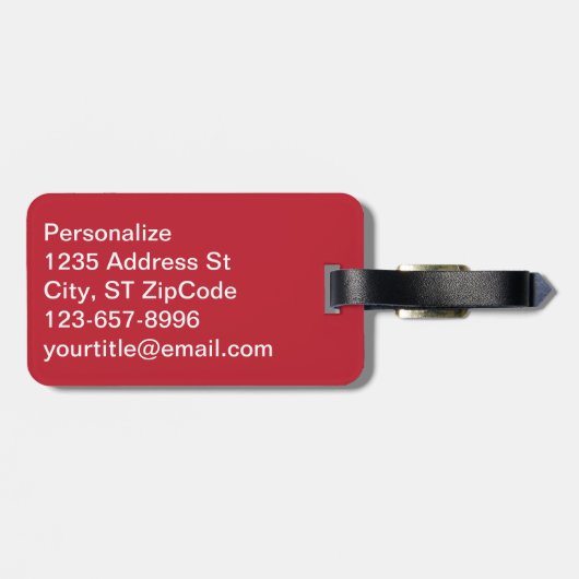 Polka Dots | DIY-monogram | Donkerrood Bagagelabel (Achterkant horizontaal)