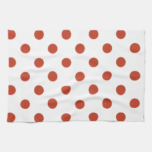 Polka Dots - Donkere pasta Rood op wit Theedoek