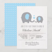 Polka Dots Elephant Baby shower Grey and Blue Kaart (Voorkant / Achterkant)