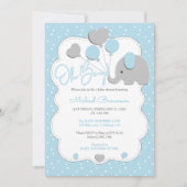 Polka Dots Elephant Oh Boy Blue ballonnen Kaart (Voorkant)