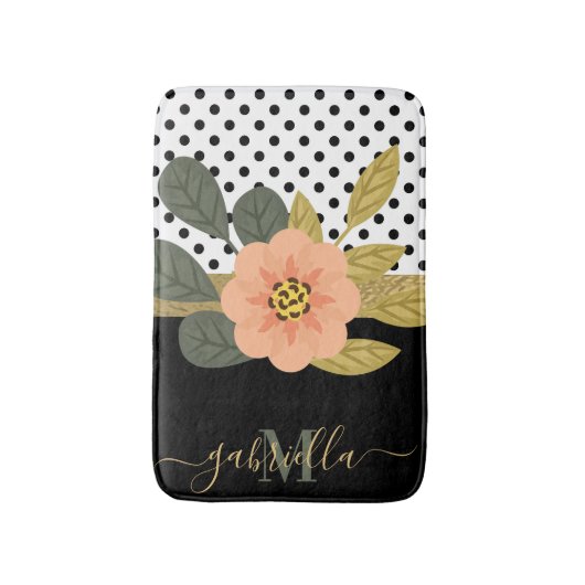 Polka Dots en Bloemen Badmat (Voorkant Verticaal)