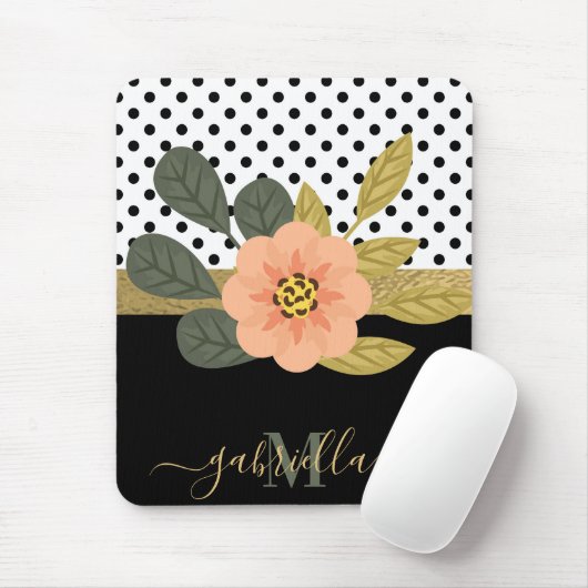 Polka Dots en Bloemen Muismat (Met muis)