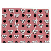 Polka Dots en Bogen Roze Wit Zwart Retro Stijl Groot Cadeauzakje (Achterkant)