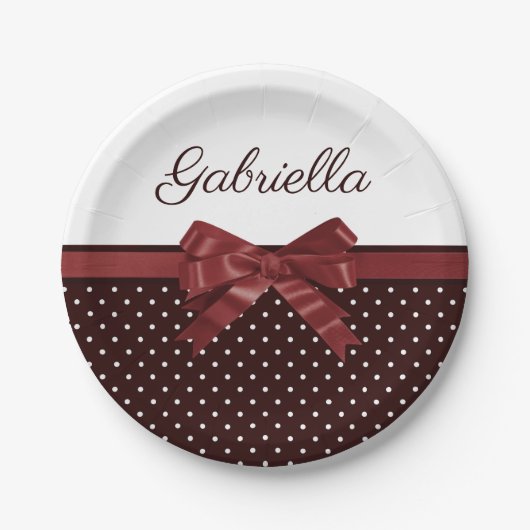 Polka Dots en Bow Papieren Bordje (Voorkant)