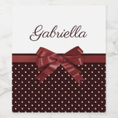 Polka Dots en Bow Wijn Etiket (Enkel label)