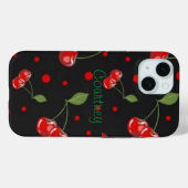 Polka dots en Cherries op een zwarte achtergrond Case-Mate iPhone Case (Achterkant (horizontaal))