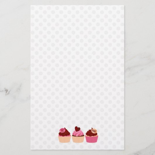 Polka Dots en Cupcakes Briefpapier (Voorkant)