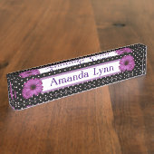 Polka Dots en Daisies Naambordje (Zijkant)