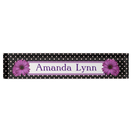Polka Dots en Daisies Naambordje (Voorkant)
