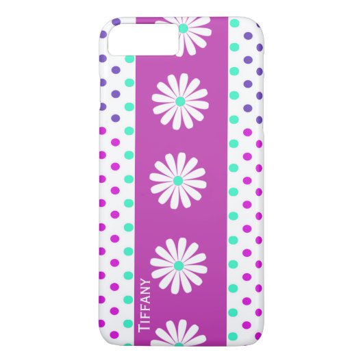 Polka Dots en Flowers iPhone 7 Plus Hoesje (Achterkant)