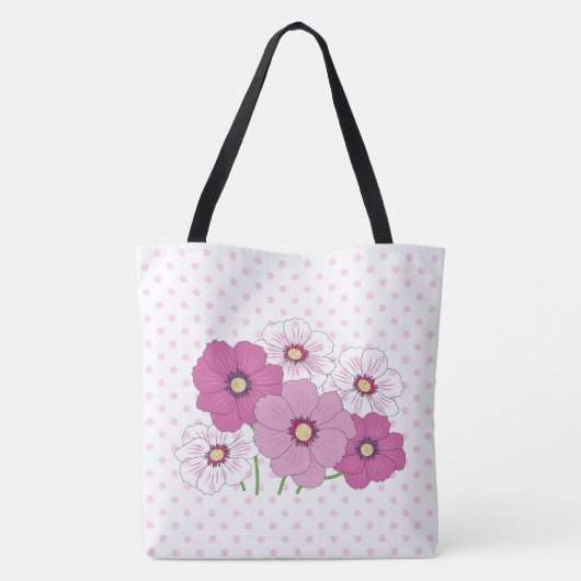 Polka Dots en Flowers Tote Bag (Achterkant)