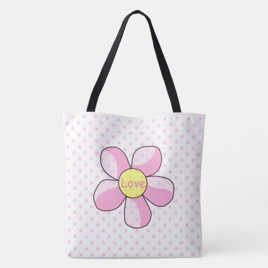 Polka Dots en Flowers Tote Bag (Achterkant)