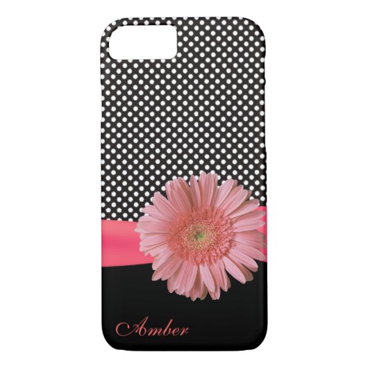 Polka Dots en Gerber Daisy iPhone 8 Hoesje (Achterkant)