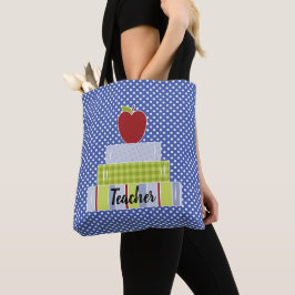 Polka Dots en gestapelde Boeken docenten Tote Bag