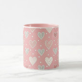 Polka Dots en Harten Roze Valentijnsdag Patroon Mok (Midden)