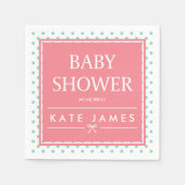 Polka dots en lint roze Baby shower Servetten (Voorkant)