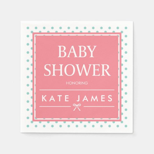 Polka dots en lint roze Baby shower Servetten (Voorkant)