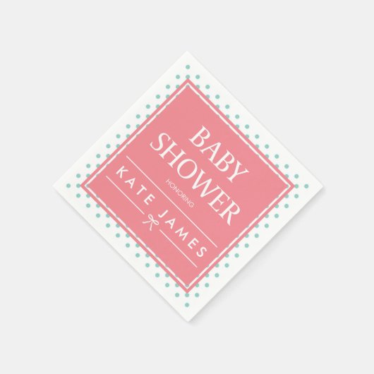 Polka dots en lint roze Baby shower Servetten (Hoek)