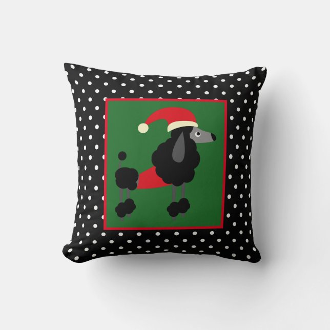 Polka Dots en Poodle Kerstmis Kussen (Voorkant)
